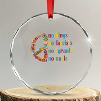 No Kings No Fascists Crystal Glass Ornament Floral Peace Sign Social Justice TS10