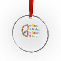 No Kings No Fascists Crystal Glass Ornament Floral Peace Sign Social Justice TS10