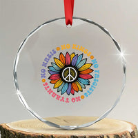No Kings No Fascists No Tyrants No Nazis Crystal Glass Ornament Peace Floral Sunflower TS11