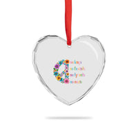 No Kings No Fascists No Tyrants No Nazis Heart Crystal Glass Ornament Resist Retro Boho Floral Peace Sign - Wonder Print Shop
