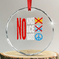 No Kings No Ice No Wars Crystal Glass Ornament Political Protest Peace Sign
