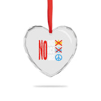 No Kings No Ice No Wars Heart Crystal Glass Ornament Political Protest Peace Sign