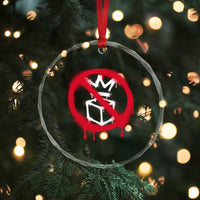 No Kings No Ice Protest Crystal Glass Ornament Vintage Political Stop Sign Graffiti Graphic