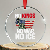 No Kings No Wars No Ice Statue of Liberty Crystal Glass Ornament American Flag Patriotic Protest Freedom Democracy
