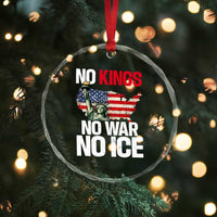 No Kings No Wars No Ice Statue of Liberty Crystal Glass Ornament American Flag Patriotic Protest Freedom Democracy