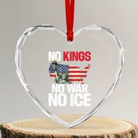 No Kings No Wars No Ice Statue of Liberty Heart Crystal Glass Ornament American Flag Patriotic Protest Freedom Democracy