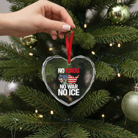 No Kings No Wars No Ice Statue of Liberty Heart Crystal Glass Ornament American Flag Patriotic Protest Freedom Democracy