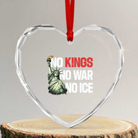 No Kings No Wars No Ice Statue of Liberty Heart Crystal Glass Ornament American Flag Patriotic Protest Human Rights