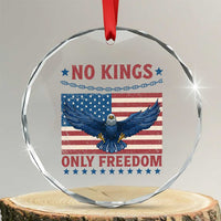 No Kings Only Freedom Crystal Glass Ornament American Flag Bald Eagle Retro Vintage - Wonder Print Shop