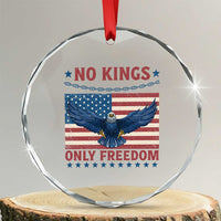 No Kings Only Freedom Crystal Glass Ornament American Flag Bald Eagle Retro Vintage TS02