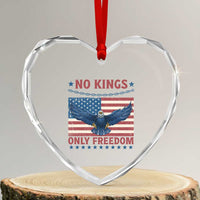 No Kings Only Freedom Heart Crystal Glass Ornament American Flag Bald Eagle Retro Vintage - Wonder Print Shop