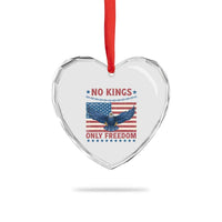 No Kings Only Freedom Heart Crystal Glass Ornament American Flag Bald Eagle Retro Vintage - Wonder Print Shop