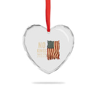 No Kings Since 1776 Heart Crystal Glass Ornament Patriotic 4th Of July Distressed American Flag - Wonder Print Shop