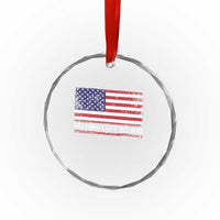 No Man Left Behind Distressed USA Flag Crystal Glass Ornament Patriotic US Military Brotherhood
