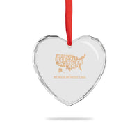 No One Is Illegal On Stolen Land Heart Crystal Glass Ornament We Walk On Native Land Vintage American Map - Wonder Print Shop