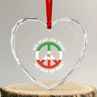 No War On Iran Peace Symbol Heart Crystal Glass Ornament Iranian Lion Emblem Anti War Protest