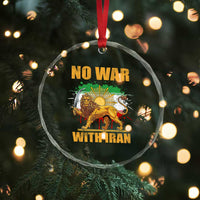 No War With Iran Crystal Glass Ornament Iran Flag Lion And Sun Persian Pride