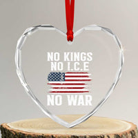 No Wars No Ice No Kings American Flag Heart Crystal Glass Ornament Patriotic Protest Anti War Human Rights