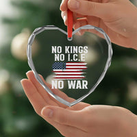 No Wars No Ice No Kings American Flag Heart Crystal Glass Ornament Patriotic Protest Anti War Human Rights