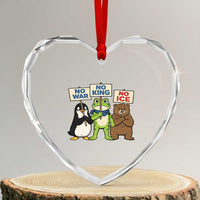 No Wars No Ice No Kings Animal Protest Heart Crystal Glass Ornament Frog Penguin Bear Resist Human Rights Activist