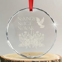 No Wars No Ice No Kings Botanical Dove Crystal Glass Ornament Peace Symbol Anti War Human Rights Protest