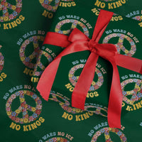 No Wars No Ice No Kings Retro Flower Wrapping Paper Roll Hippie Floral Peace Sign Social Justice Anti War Protest