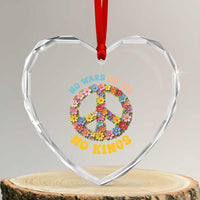 No Wars No Ice No Kings Retro Flower Heart Crystal Glass Ornament Hippie Floral Peace Sign Social Justice Anti War Protest
