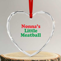 Nonna's Little Meatball Heart Crystal Glass Ornament Funny Italian Family Baby Humor - Wonder Print Shop