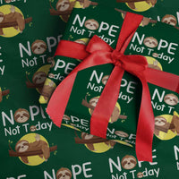 Nope Not Today Wrapping Paper Roll Funny Sloth Lover Gift - Wonder Print Shop