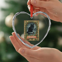 Nordic Christmas Cat Heart Crystal Glass Ornament Jolakotturinn Yule Cat Icelandic - Wonder Print Shop