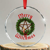 Nordic Christmas Crystal Glass Ornament Merry Witchmas Pagan Yule Xmas Wreath TS11