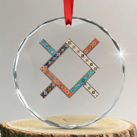 Northern Cheyenne Tribe Flag Montana Tribal Pattern Crystal Glass Ornament