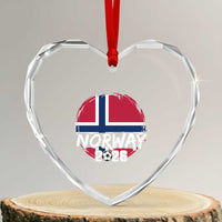 Norway 2026 Soccer Football Fan Norwegian Flag Heart Crystal Glass Ornament