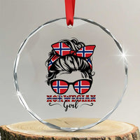 Norway Messy Bun Girl Norwegian Flag Crystal Glass Ornament
