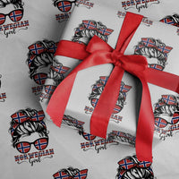 Norway Messy Bun Girl Norwegian Flag Wrapping Paper Roll