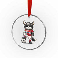 Norway Soccer Fan Crystal Glass Ornament Cute Viking Cat Norwegian Flag Nordic Football Lovers