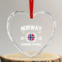 Norway Soccer Football Fan 2026 Norwegian Flag Heart Crystal Glass Ornament