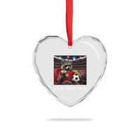Norway Soccer Football Fan Norge Norwegian Flag Heart Crystal Glass Ornament Funny Raccoon Drinking Iced Coffee