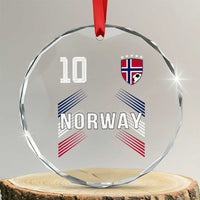 Norway Soccer Sports Graphic Number 10 Jersey Style Crystal Glass Ornament Proud Norwegian Football Fans Game Day Pride