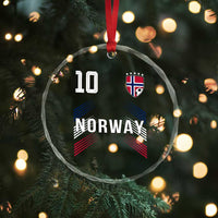 Norway Soccer Sports Graphic Number 10 Jersey Style Crystal Glass Ornament Proud Norwegian Football Fans Game Day Pride