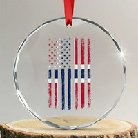 Norwegian Roots Half American Flag USA Norway Pride Crystal Glass Ornament