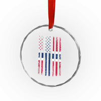 Norwegian Roots Half American Flag USA Norway Pride Crystal Glass Ornament