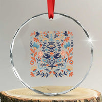 Norwegian Xmas Scandinavian Yule Xmas Tree Folk Art Winter Solstice Crystal Glass Ornament TS11