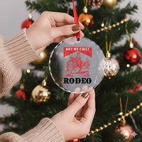 Not My First Rodeo Vintage Cowboy Graphic Crystal Glass Ornament Retro Western Desert Scene with Horse and Cactus