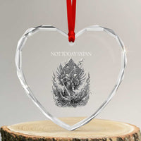 Not Today Satan Heart Crystal Glass Ornament Saint Michael Fights Evil