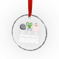 Nothing Beats Reading Crystal Glass Ornament Rock Paper Scissors Read Book Lovers TS02