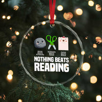 Nothing Beats Reading Crystal Glass Ornament Rock Paper Scissors Read Book Lovers TS02