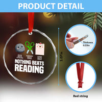 Nothing Beats Reading Crystal Glass Ornament Rock Paper Scissors Read Book Lovers TS02