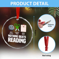 Nothing Beats Reading Crystal Glass Ornament Rock Paper Scissors Read Book Lovers - Wonder Print Shop