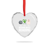 Nothing Beats Reading Heart Crystal Glass Ornament Rock Paper Scissors Read Book Lovers - Wonder Print Shop